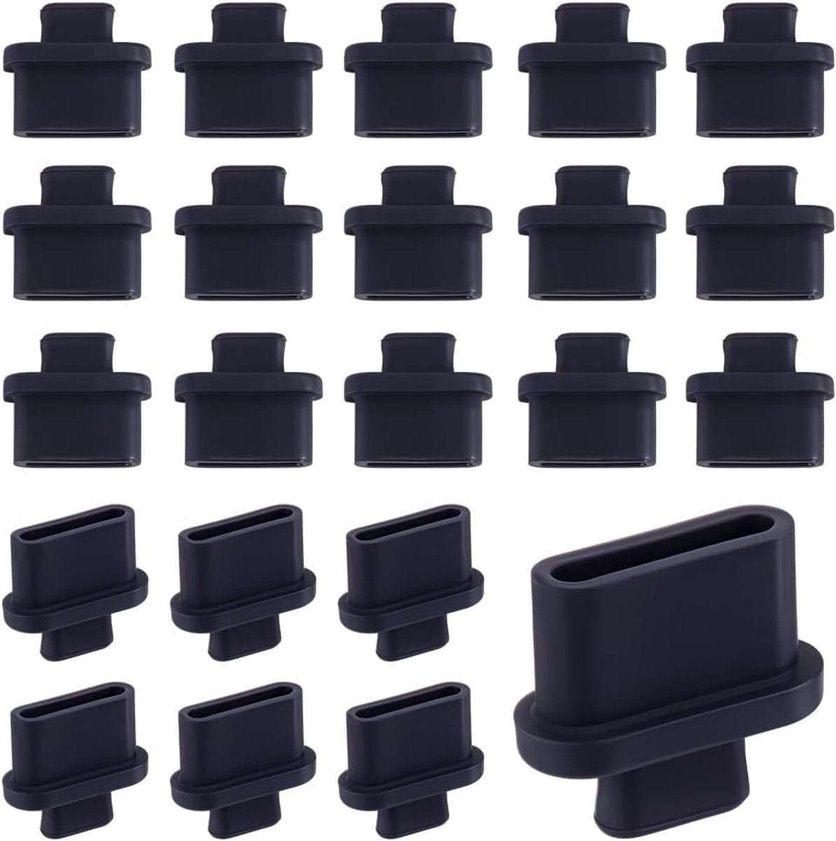 50 Stuks Zwarte Stofpluggen voor Type C Oplaadpoorten - Beschermhoesjes voor Telefoons, E-Readers en Laptops, Stofdicht en Duurzaam