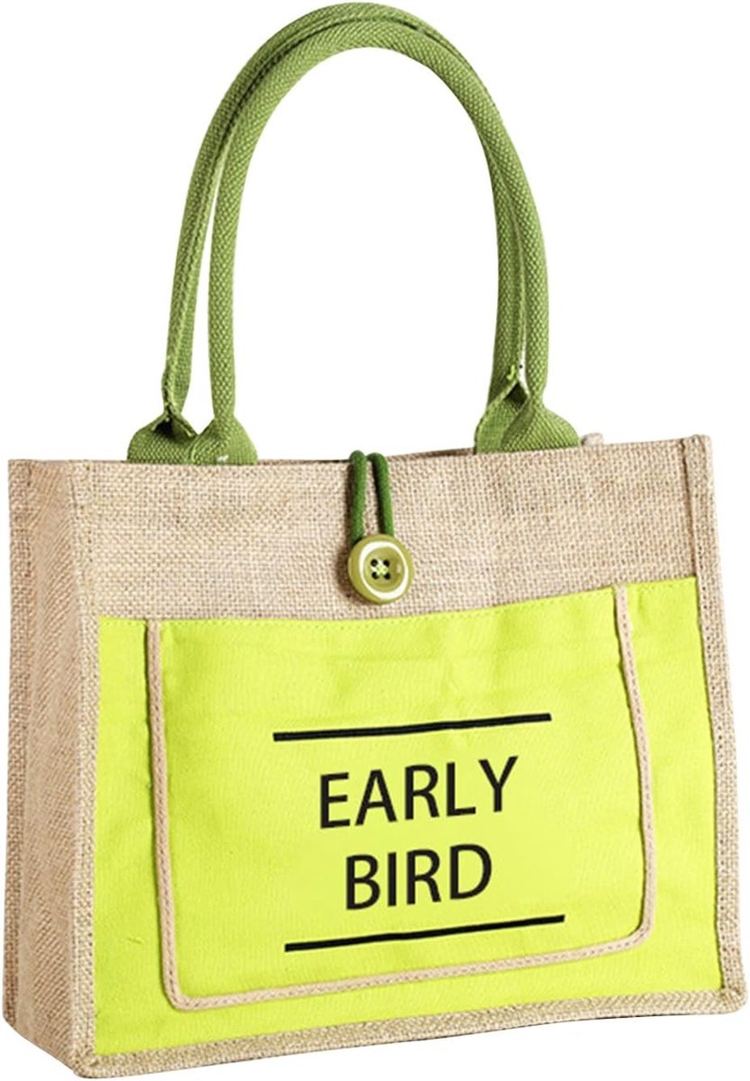 Herbruikbare Jute Tote Bag, Duurzame Shopper met Print, Ideaal voor Strand, Reizen en Boodschappen