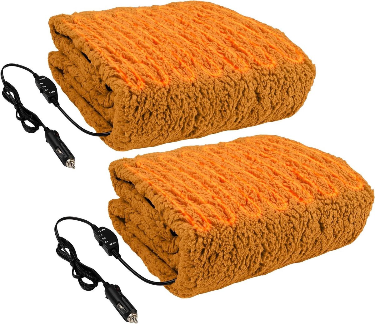 Verwarmde Deken - Elektrisch Reiskleed - Comfortabel Reizen - 2-Pack Draagbaar - 145 x 99 cm - Honingkleur