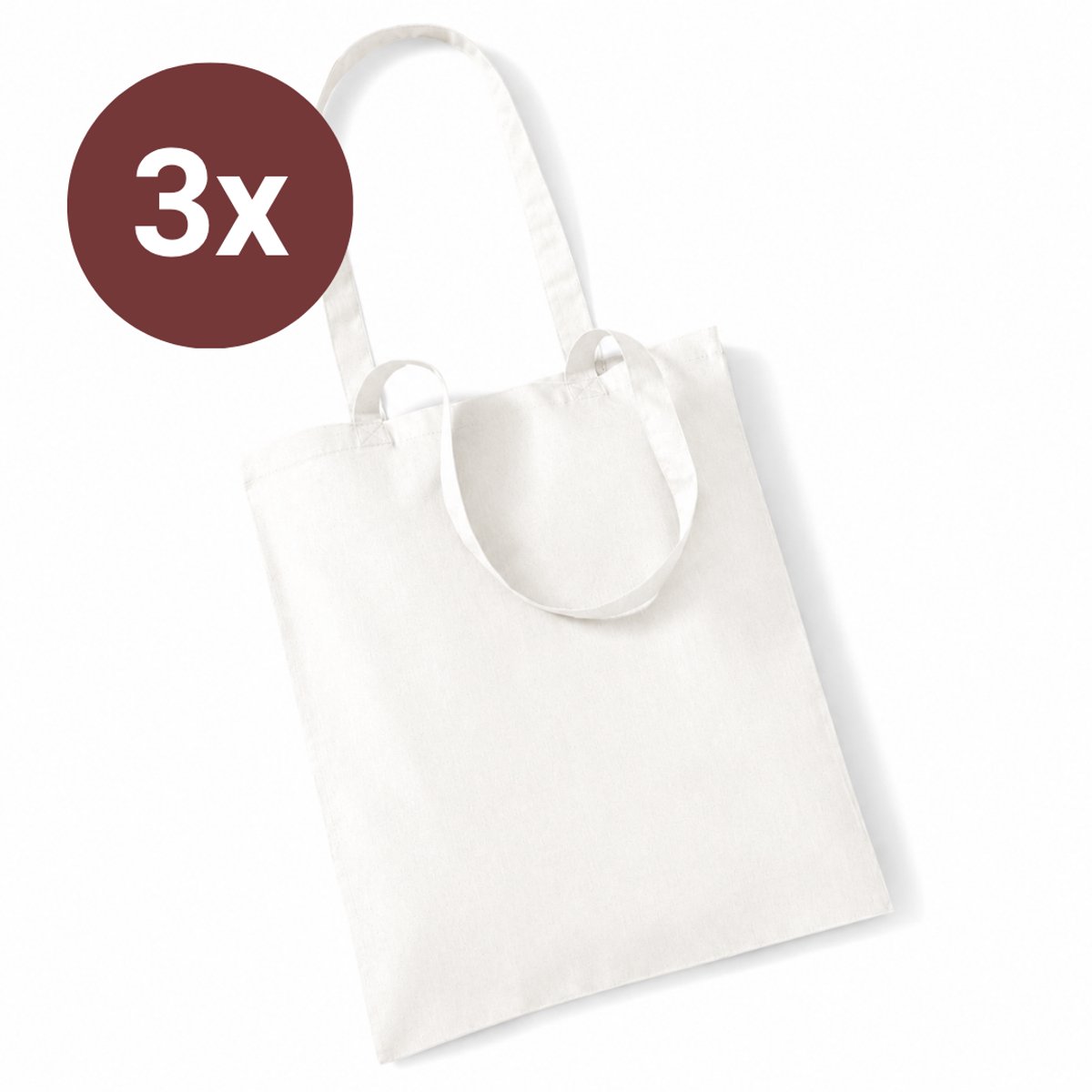 Katoenen tassen - 40 x 35 cm - 3 Stuks - Wit - Milieu Bewust - Hoogwaardige Kwaliteit - Katoen - Tas - Schoudertas - Zomer