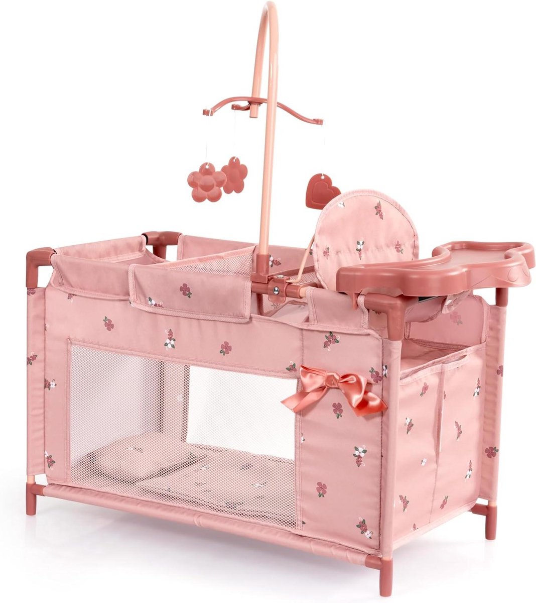 Poppenbed met Stoel - Speelgoed meubel - Poppen verzorgen - Multifunctioneel ontwerp - 33 x 72 x 68 cm - Roze