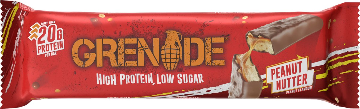 Grenade - High Protein, Low sugar - Protein bar - Peanut Nutter - 20g eiwit - 12 x 60g - Eiwitreep - Diverse smaken