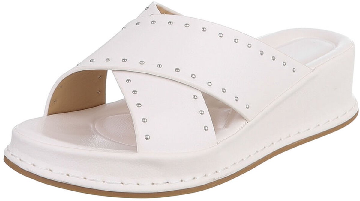 Dames sleehak slippers met studs en kruisband Mt:39