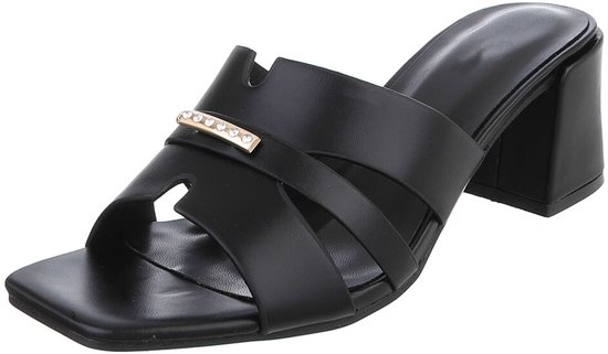 Dames muiltjes met blokhak en sierdetail Mt:40