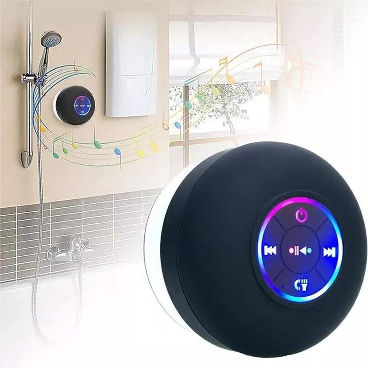Douche Speaker - Draadloze Speaker - Muziek Luisteren - IPX4 Waterdicht - 6 x 6 x 5 cm - Zwart