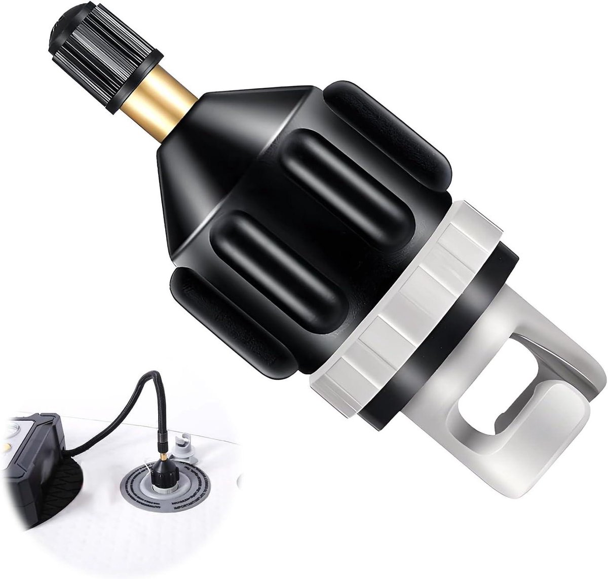 SUP Adapter - Ventiel Adapter - Opblaasbare Boten - Universele Compatibiliteit - 7x8x1 cm - Zwart