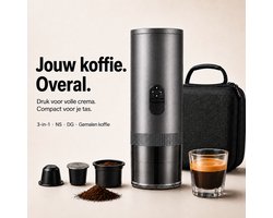 Torngat NomadBrew Pro Draagbare Koffiemachine – 3-in-1 Zelfverwarmende Espressomachine 20 Bar – Koffiezetapparaat voor Onderweg, Auto, Camping & Camper – NS/DG-Capsules & Gemalen Koffie – 7800mAh – Warme Koffie Zonder Waterkoker – Grijs – Reis Koffie