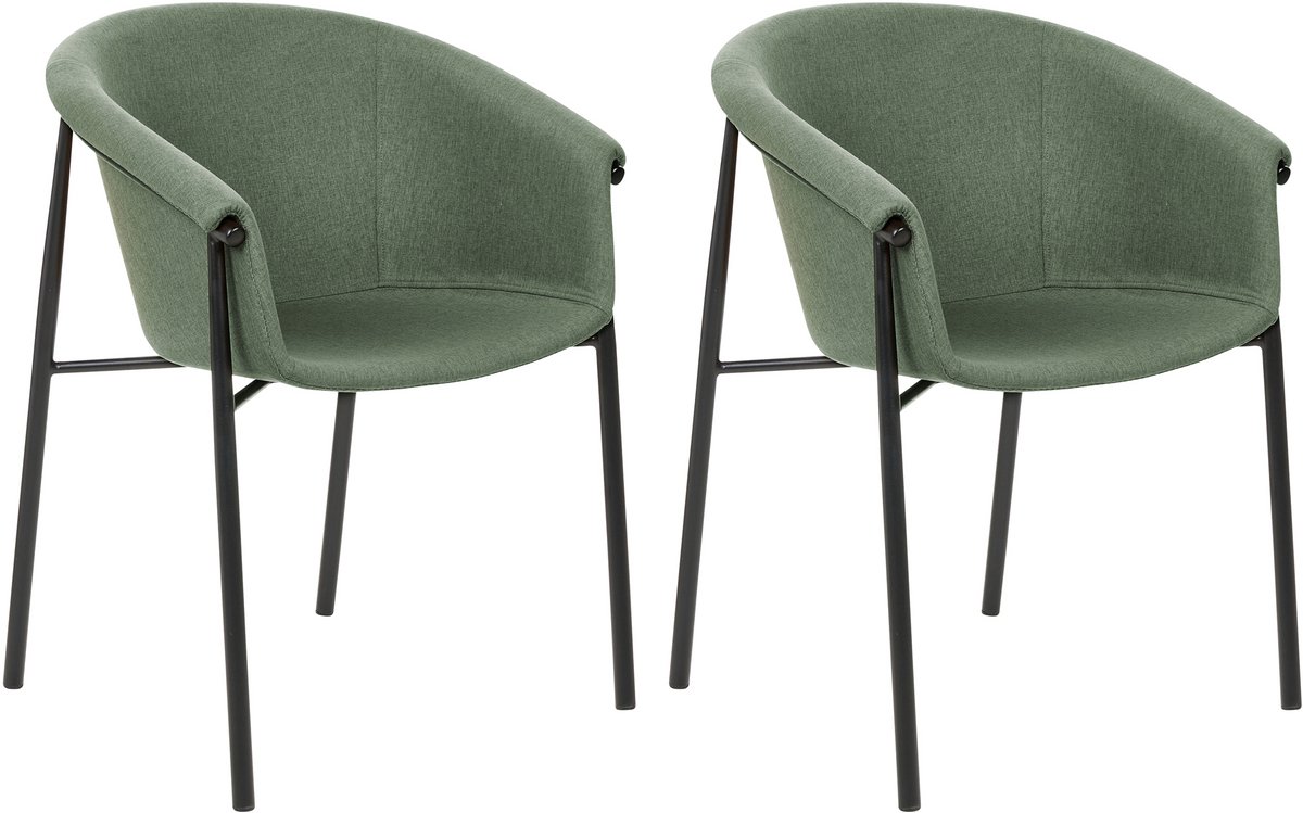 AMES - Eetkamerstoel set van 2 - Donkergroen - Polyester