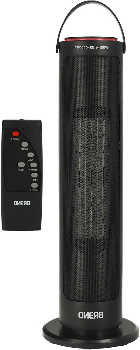 Keramische Ventilator - Elektrische Kachel - Ruimte Verwarmen - Met ECO Stand - 18 x 18 x 54 cm - Zwart