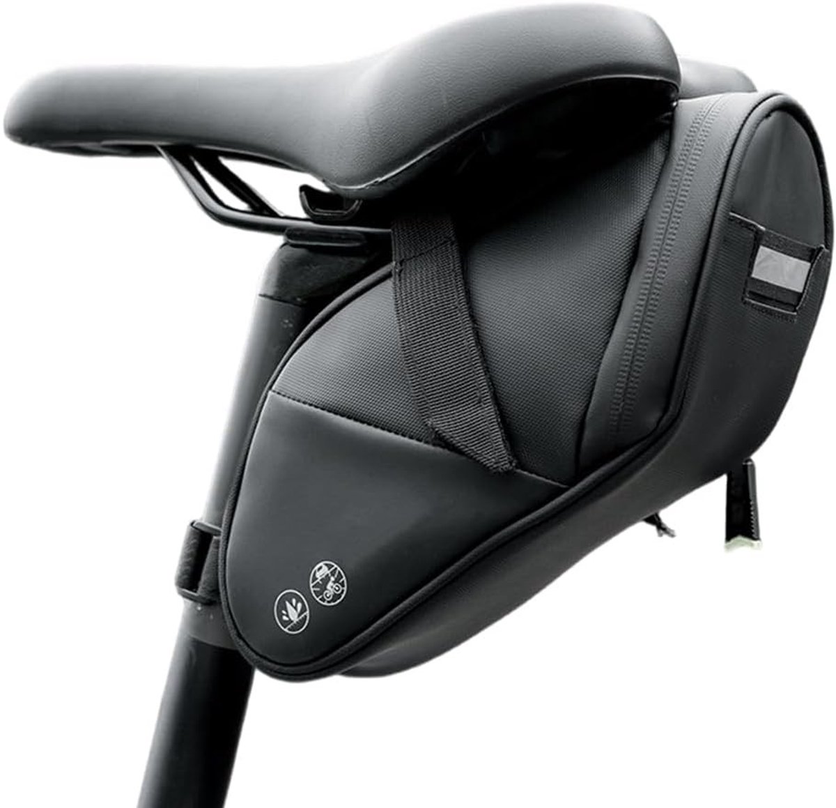Waterdichte Fietszadel Tas met Reflecterende Strepen, Verstelbaar en Compact, Ideaal voor Racefiets, MTB en Gravelbike, 1.5 L Capaciteit