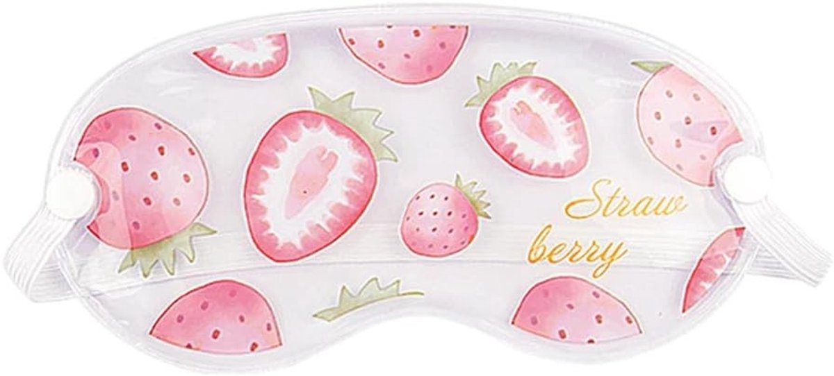 Herbruikbaar oogmasker met fruitmotief, 190 mm x 90 mm, elastisch en verstelbaar voor perfecte pasvorm, warmte- en koude-effect.