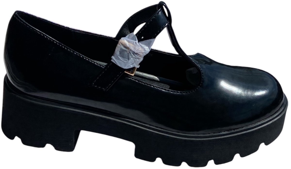 Dames Mary Jane Schoenen met Plateauzool - Zwart - Maat 39