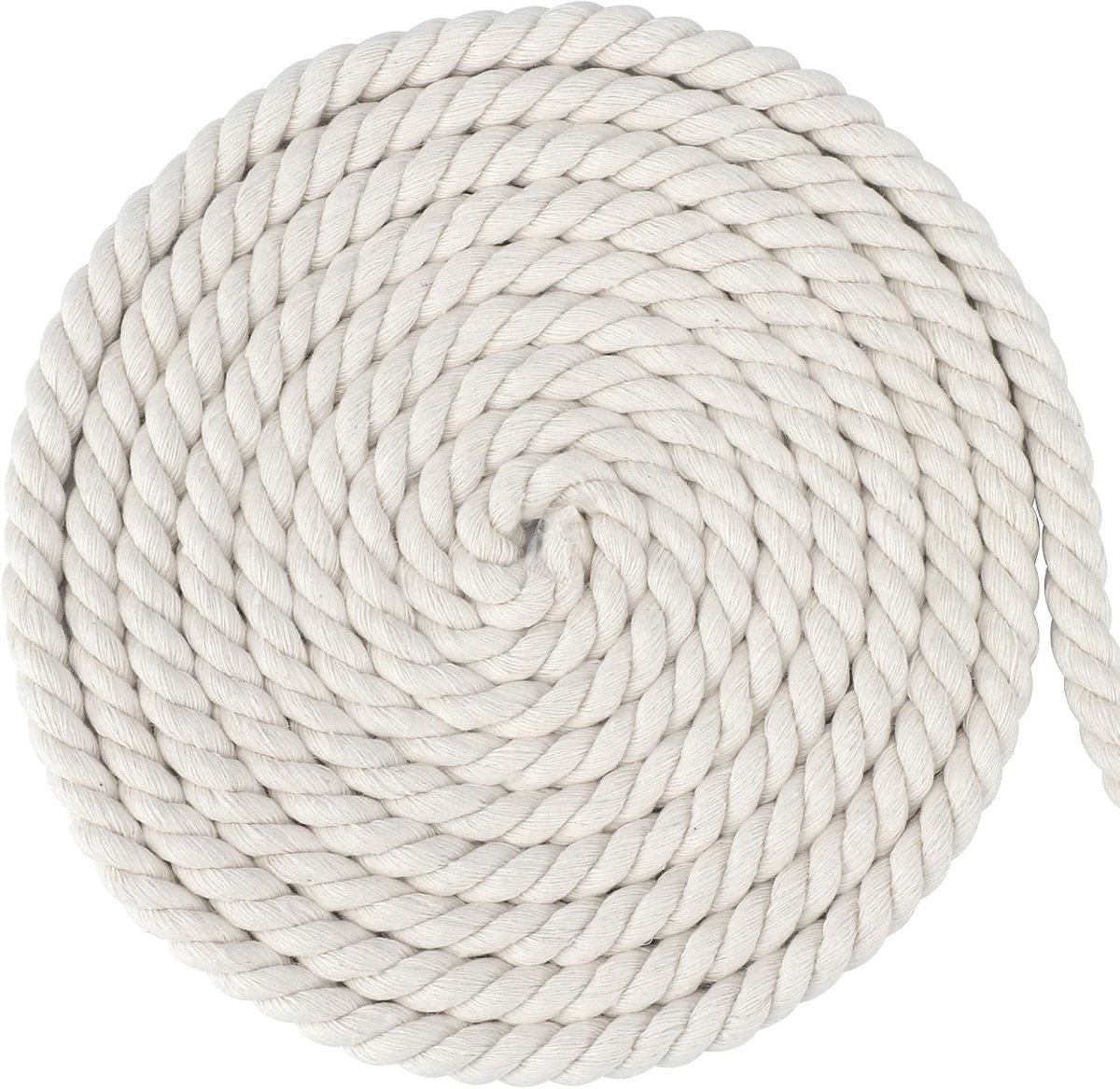 Dikke Beige Katoenen Touw van 10 mm, 10 m Lang - Perfect voor Adventskalender en Creatieve Knutselprojecten