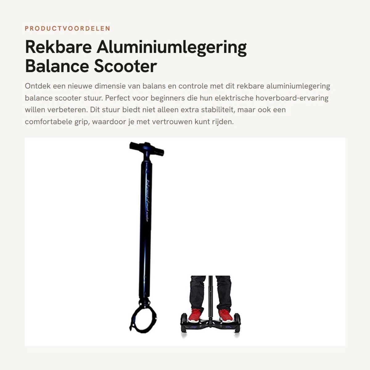 Dailygoods - Rekbare Aluminiumlegering Balance Scooter Stuur - Hoogwaardige Ondersteuning - Zwart - Voor 6.5CM Diameter Roller - Ideaal voor Beginners