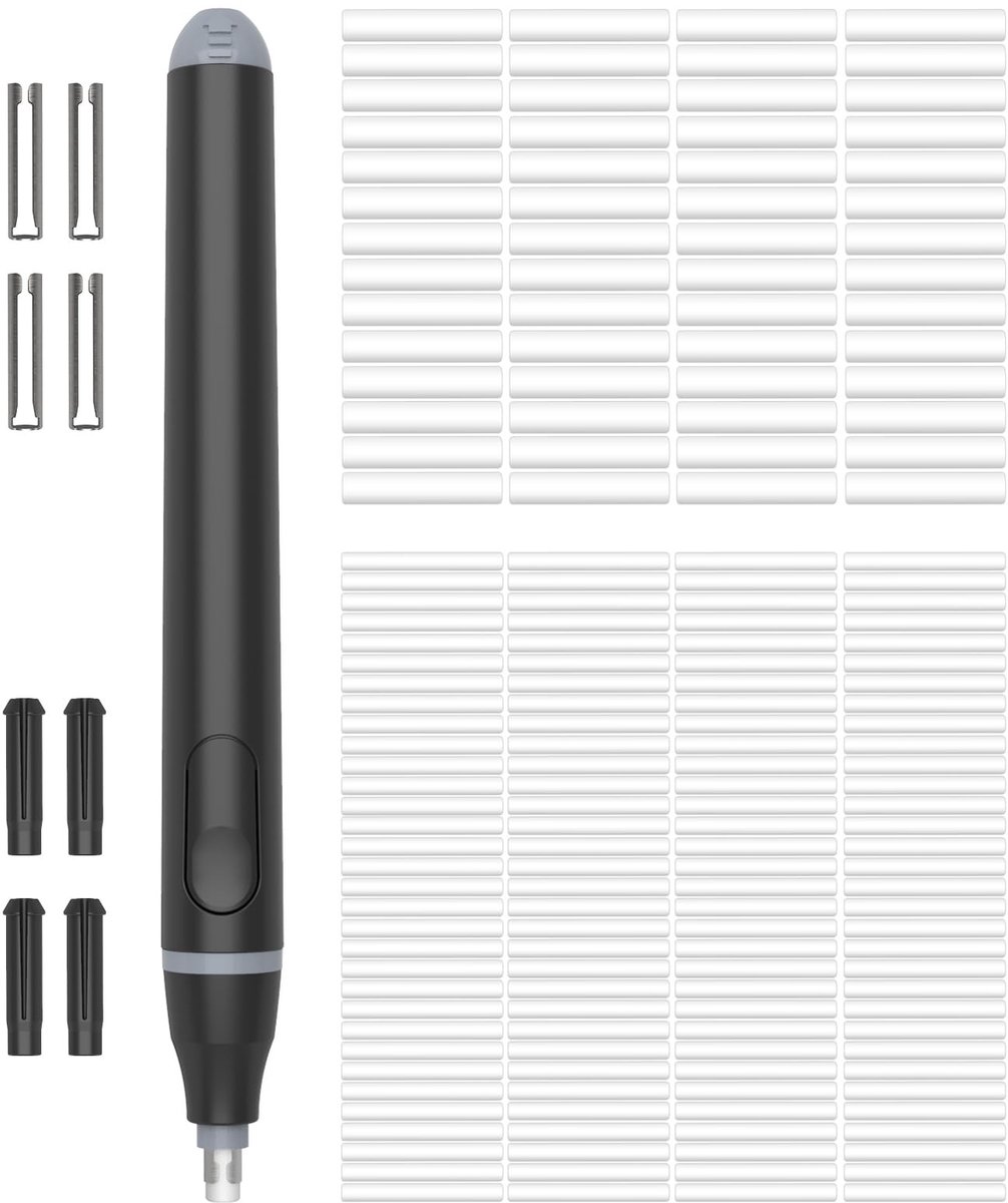 Dailygoods - Cuteefun Elektrisch Rubber met 220 Vullingen Voor Gummen, 2 Maten, Werkt Op Batterijen, Automatisch Potloodrubber Om Te Tekenen, Ideaal Voor Kunstenaars, Studenten, Schetsen, Ingenieurs, Zwart