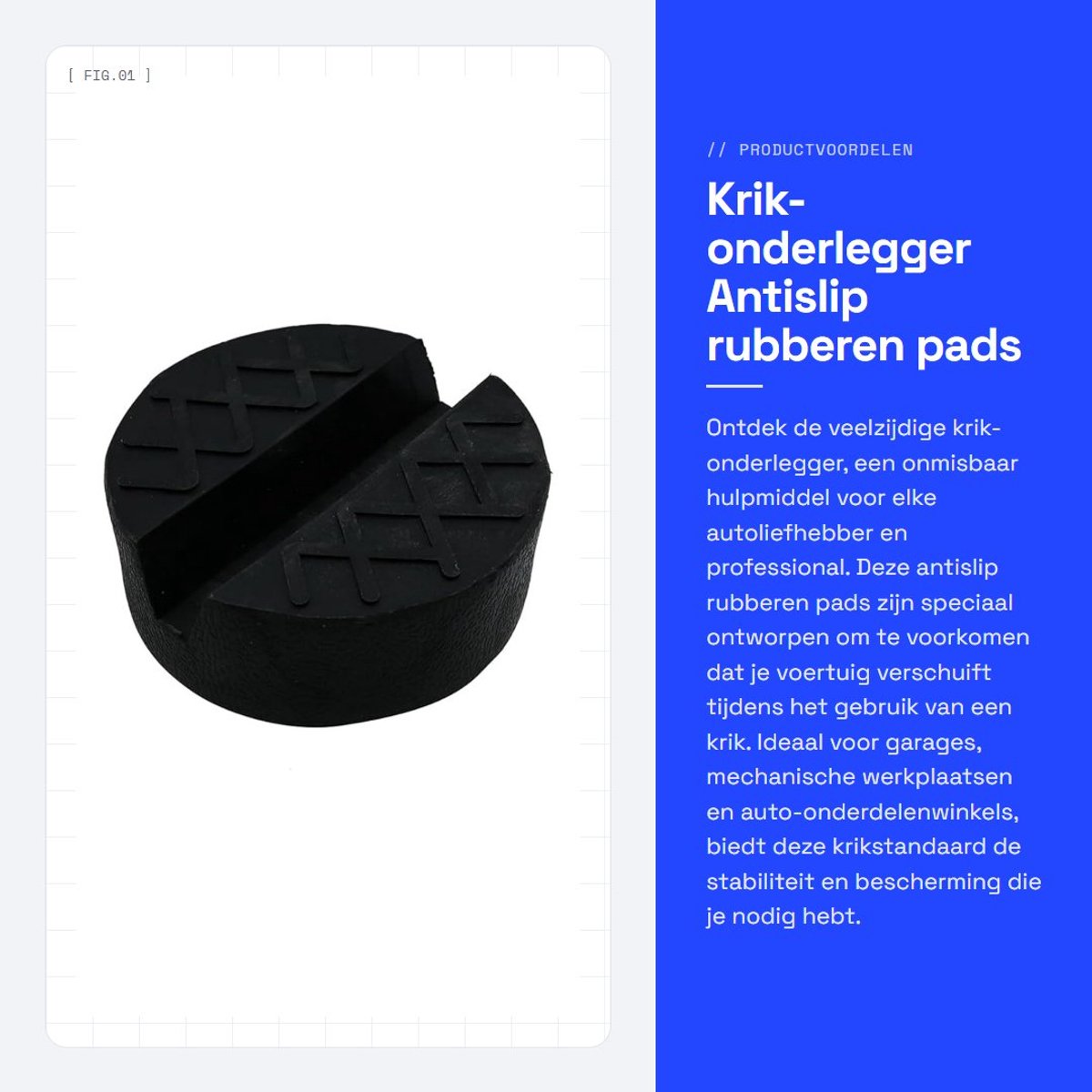 Dailygoods- Krik-onderlegger Antislip - Rubberen Blokken - Auto-Reparatie-Accessoires - Universele Krikstandaard - 65 x 65 x 33 mm - Voorkomt Verschoven Voertuig