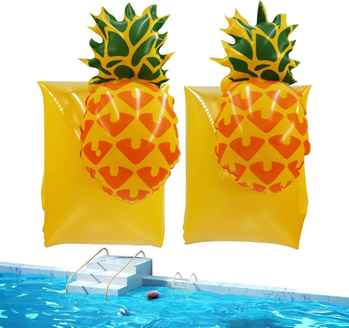 Thijox - Zwemvleugels voor Kinderen | Schattige Ananas Opblaasbare Mouwen | Veilig Drijfhulpmiddel voor Zwembad, Boot, Cruise, Achtertuin en Feestjes