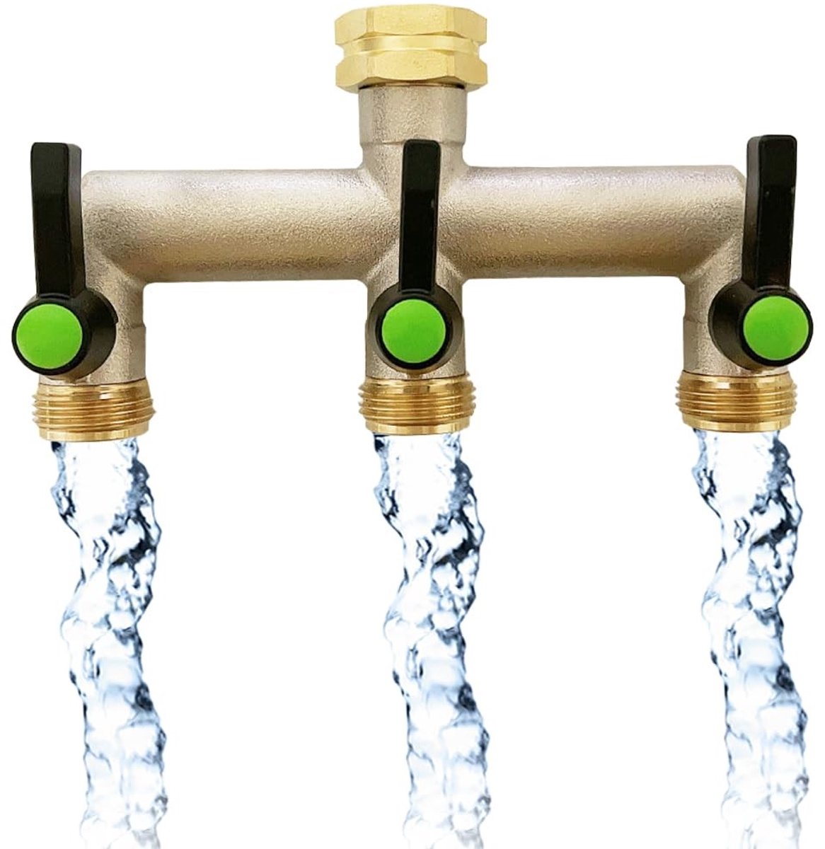 Dailygoods - 3-weg waterverdeler, 3/4 inch messing wateraansluiting verdeler, waterverdeler 3-voudig, 3-weg verdeler water voor tuinslangen, apparaten, huis, wasmachine
