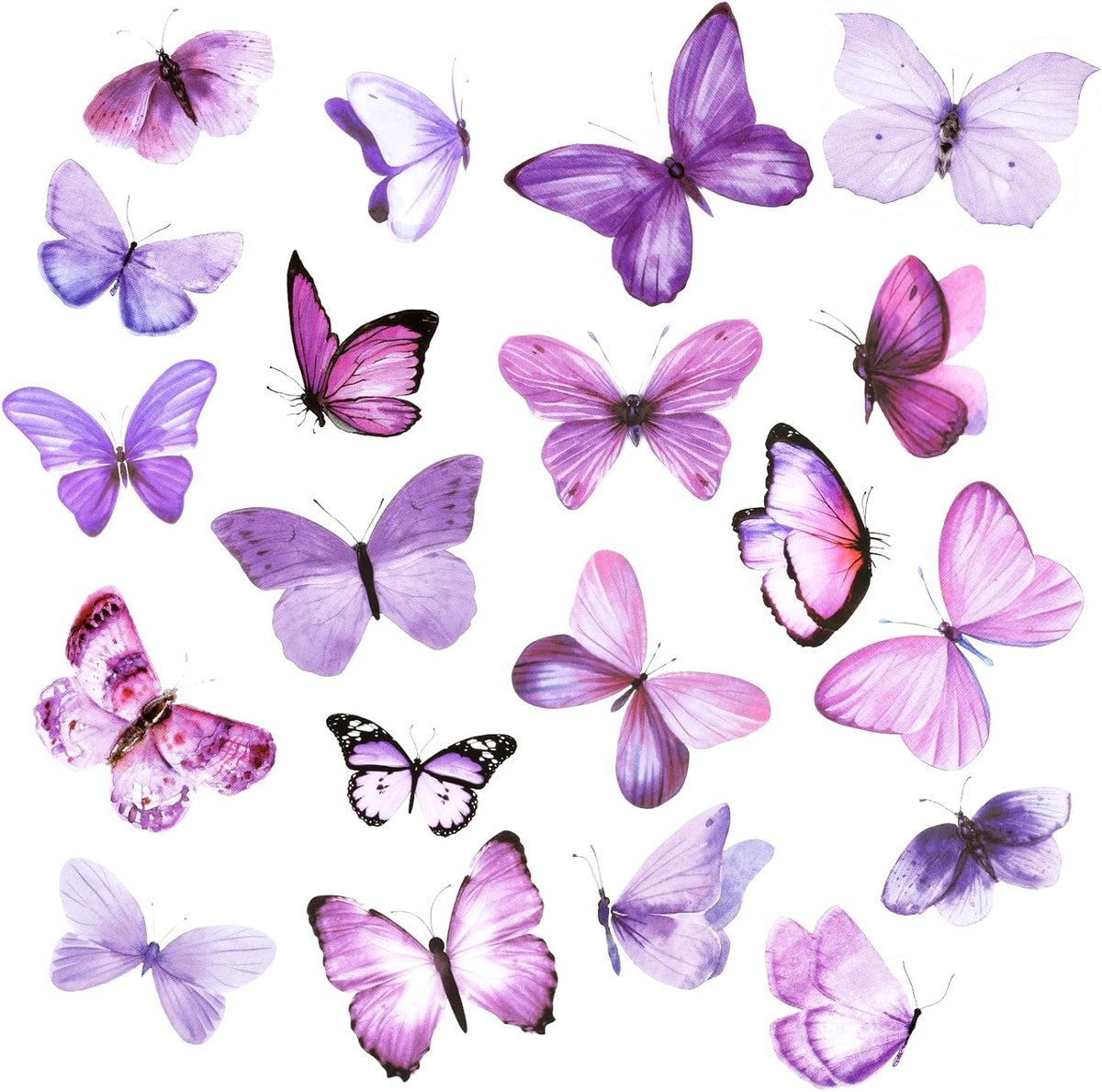 Thijox - 40 Stuks Paarse Waterdichte Vlinderstickers - Transparante Decoratieve Stickers voor Plakboeken, Laptop, Bagage, Junk Dagboek, Telefoonhoesje