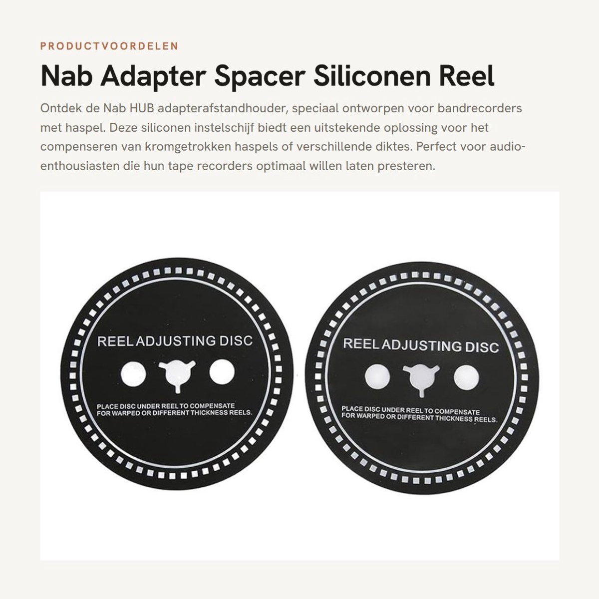 Dailygoods - Nab Adapter Spacer - Siliconen Reel Instelschijf - Zwart - Voor Bandrecorders - 2 STKS - Voor Reel to Reel Tape Recorders