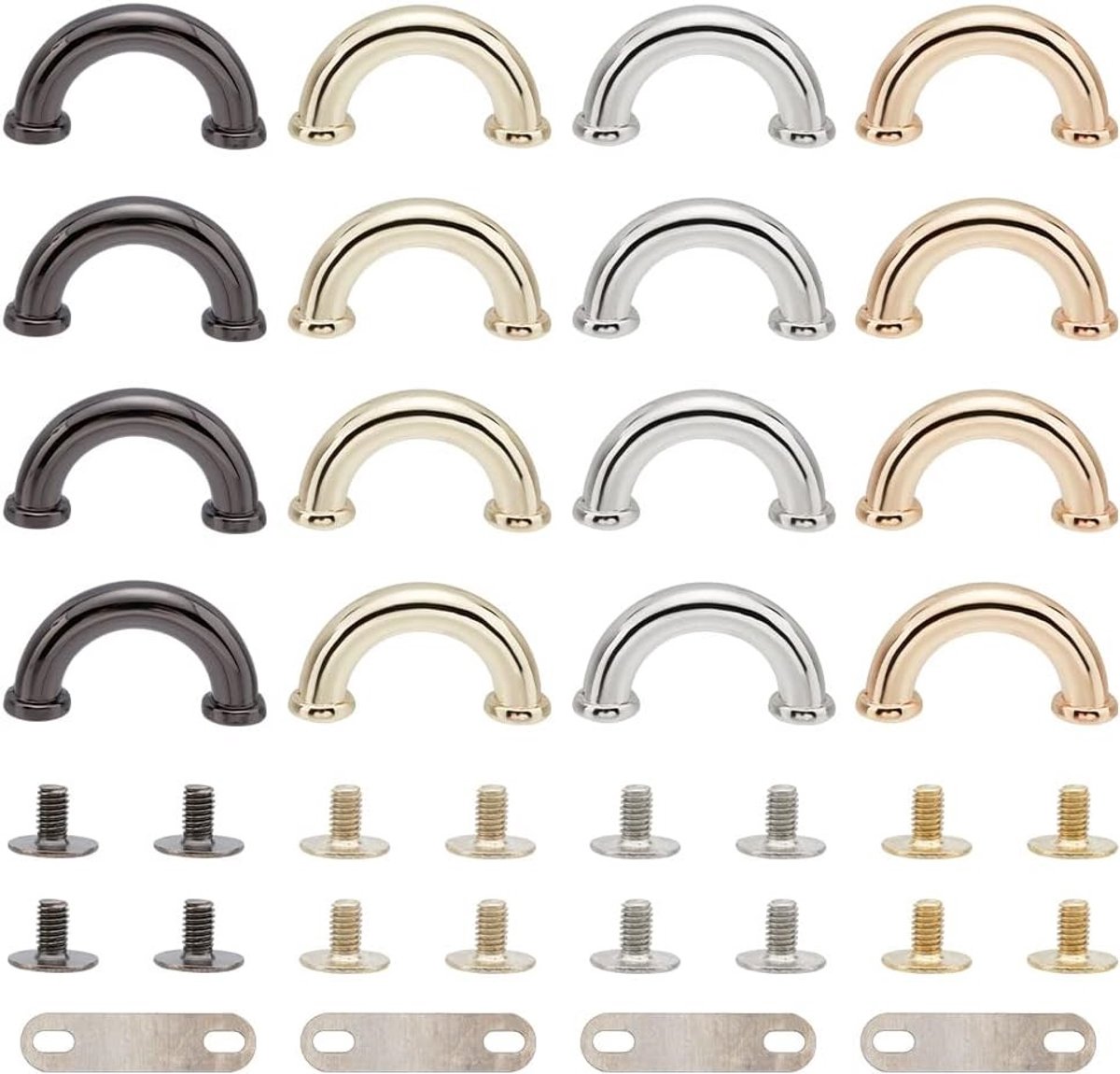 16 Sets Metal D-ring Connector voor Handtassen, 4 Kleuren Verstevigde Ketting Haken met Schroef voor Leerbewerking en Tasaccessoires, 3.1 x