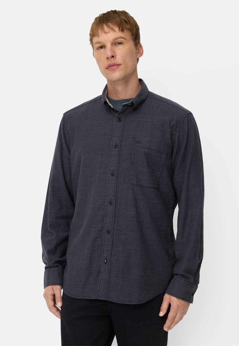 camel active Overhemd met lange mouwen en borstzak - Maat menswear-L - Marineblauw
