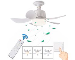 KZQ Plafondventilator - Wit - Incl 23W Lamp - Licht Apart Schakelbaar - Afstandsbediening - Dimbaar - Traploos Instelbare Lichtkleur - Nachtlampje - Geheugenfunctie - 3 Snelheden - Timer - Zomer En Wintermodus