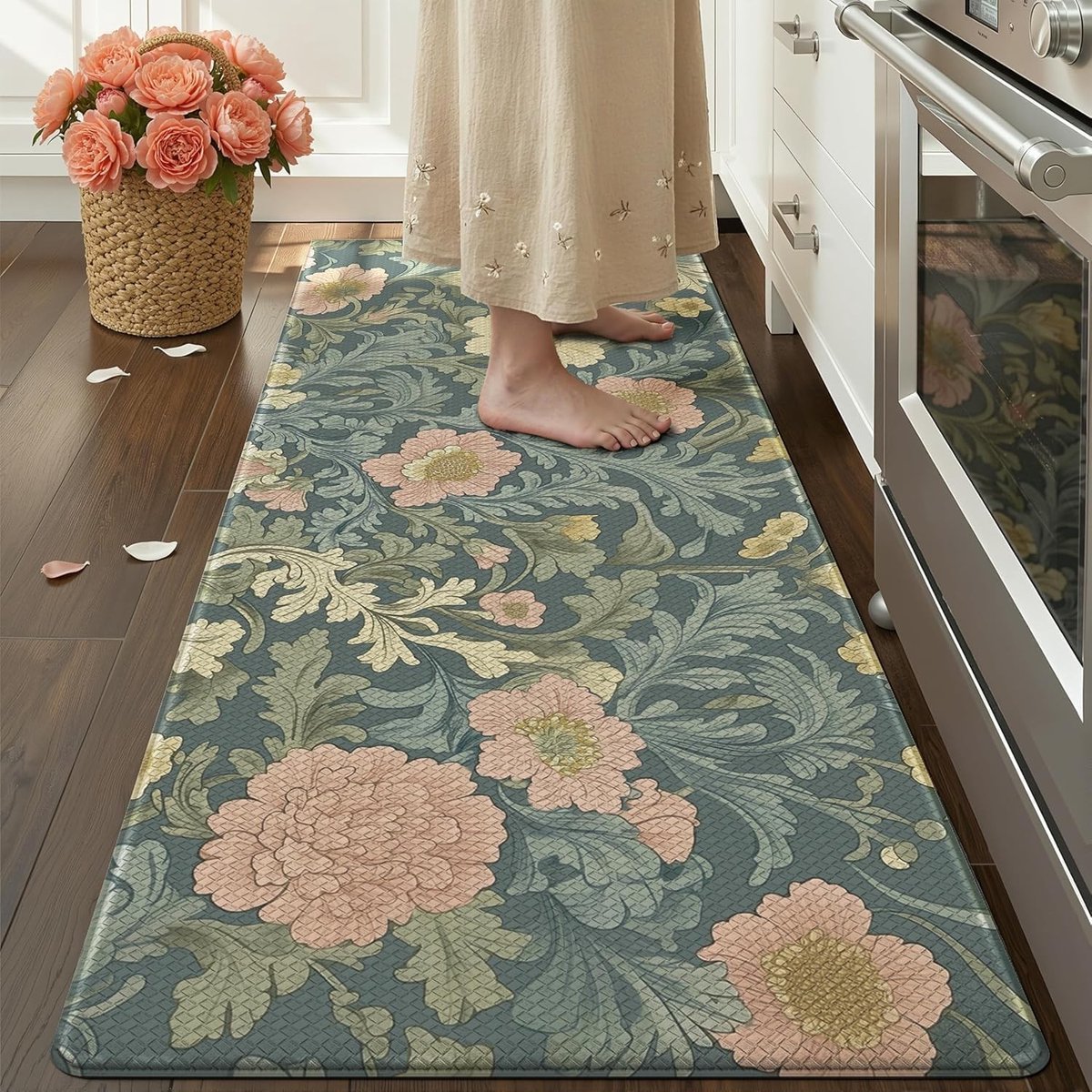 Bloemen Keukenmat 60x150cm, Antislip en Waterdicht, Verminder Vermoeidheid met Deze Keuken