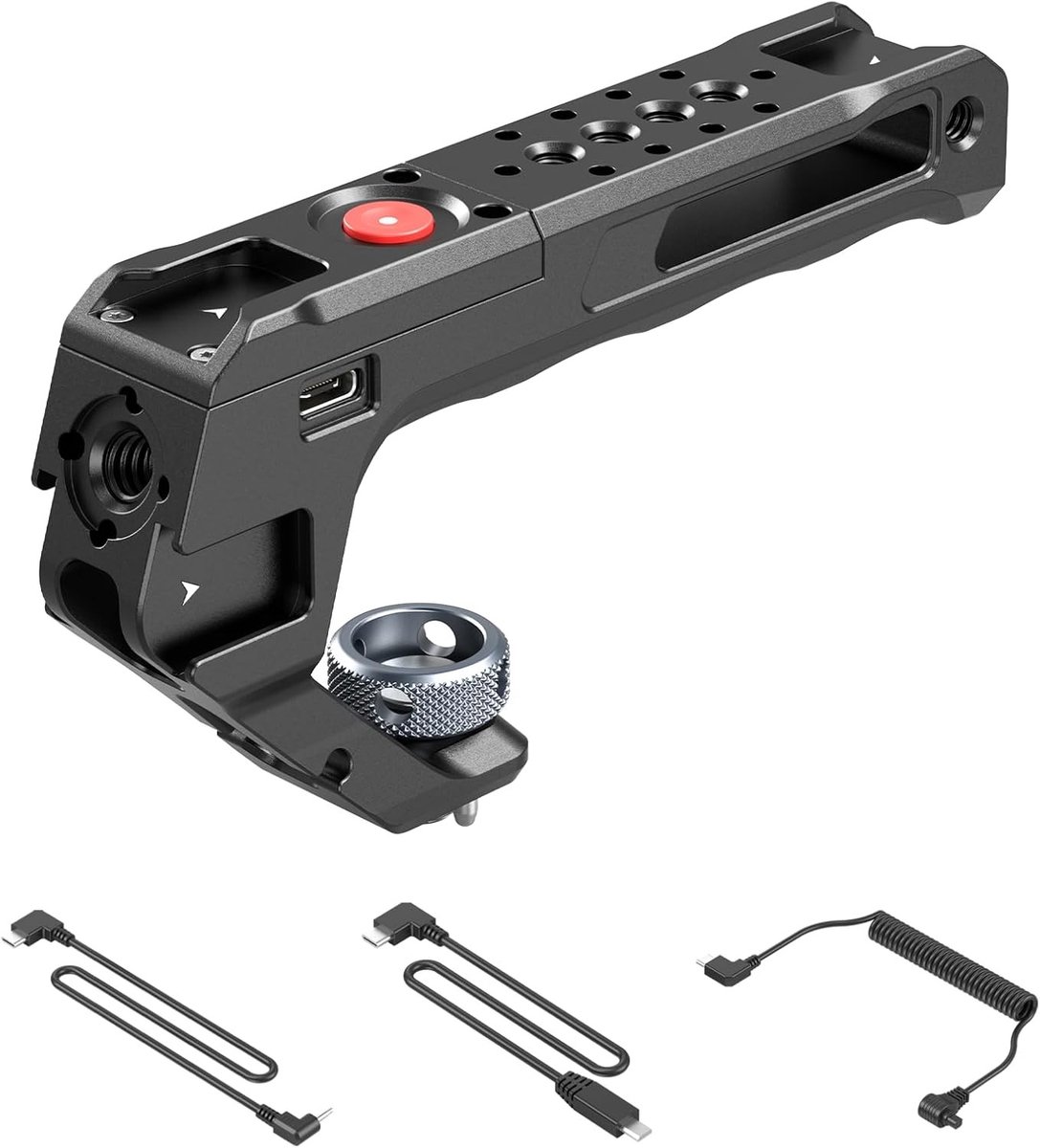 Handgreep met Start/Stop Knop voor Camera's met 3/8"-16 Bevestigingen, Geschikt voor Sony A7 III, Canon R5II en FUJIFILM X-H2S, Ideaal voor Videoproductie en Fotografie