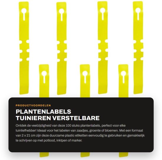 Dailygoods- Plantenlabels 100 stuks - Verstelbare Sleufetiketten - PVC Kunststof - Tuin Labels - Waterdicht - 2 x 21 cm - Tuinlabels