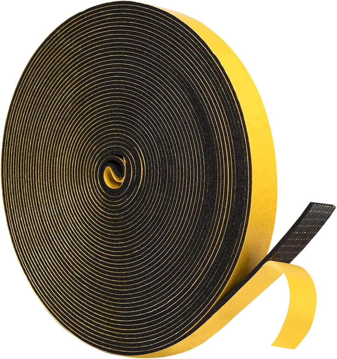 Thijox - Afdichtingstape Zelfklevend 12 mm x 1,5 mm/10 m - Rubber Schuimtape tegen Koude Tocht, Geluiddicht, Waterdicht, Stofdicht - Ideaal voor Deure