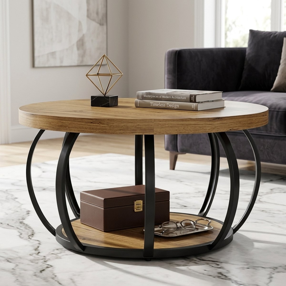 Ronde Salontafel 80 cm met - Novihome