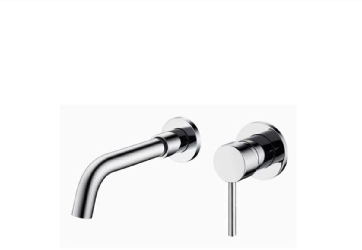 ZIMMER Inbouw Wastafelkraan FIRENZE Chroom – Gebogen Uitloop – Koud & Warm Water – Massief Messing – Keramisch Binnenwerk