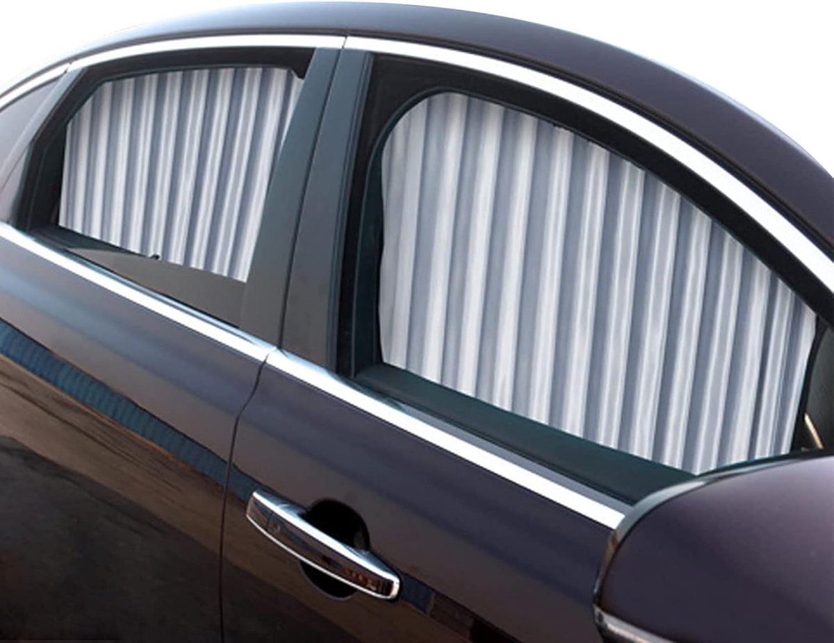 Thijox - Zonneschermen voor Zijruiten Auto - 2 Stuks Magnetisch UV-Bescherming Gordijnen - Zilver - Privacy en Comfort voor Gezinnen - Ideaal voor Aut