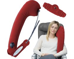 Thijox - Travelrest Ultiem Nekkussen voor Op Reis - Ergonomisch Opblaasbaar Kussen met Riem voor Vliegtuig- en Autostoel, Verlicht Schouderpijn, Klein