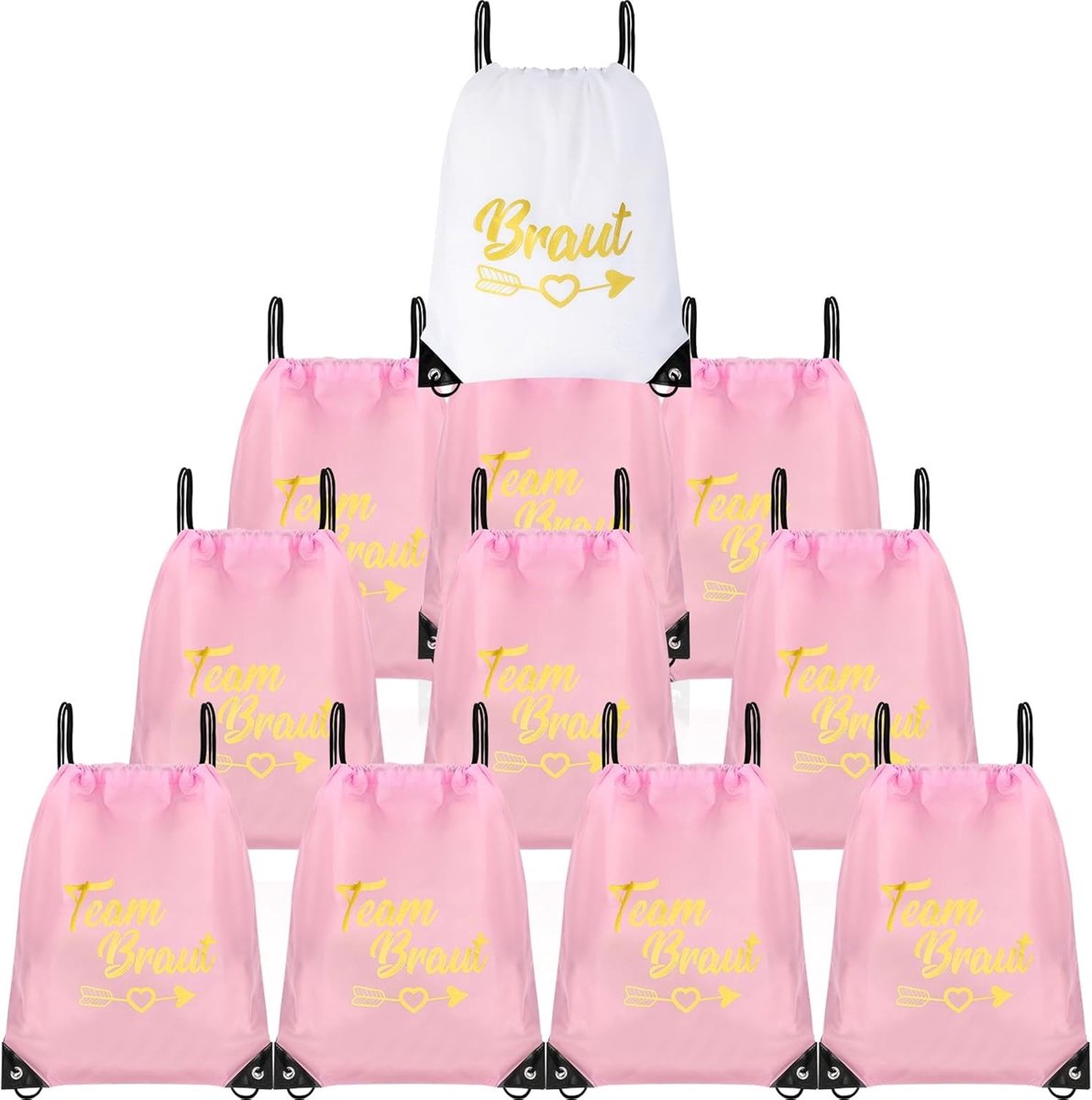 Bachelorette Party Set voor Vrouwen - 11-delige Gymtas met Trekkoord voor Team Bride, Perfect voor Hens Party en Bruiloft