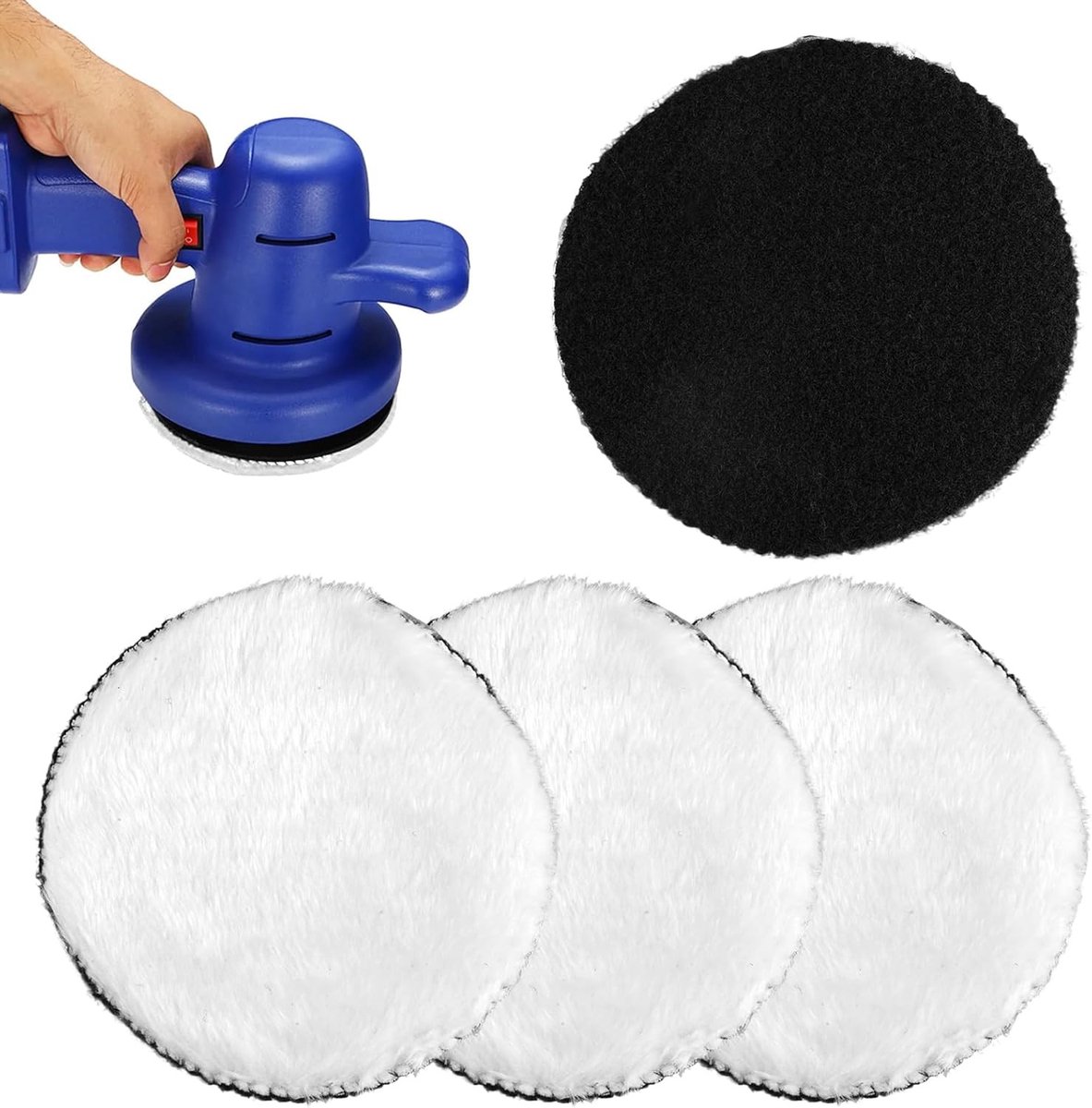 4 Stuks Polijstpads van Schapenvacht 125mm voor Auto, Polijstschijven voor Hoofdlampen en Lak, Ideaal voor Auto-onderhoud en Glansherstel