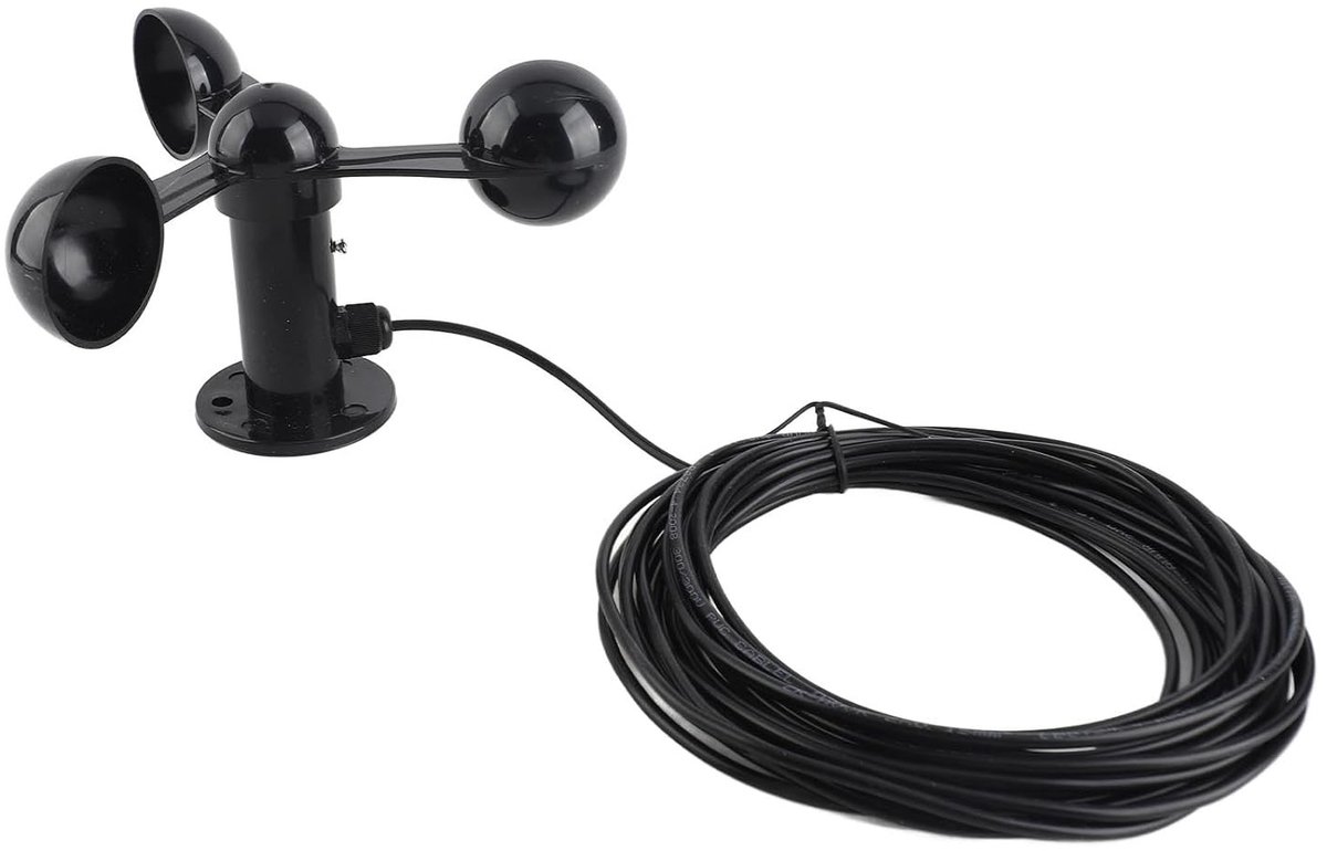Wind Snelheid Anemometer Sensor met Hoge Nauwkeurigheid en Drie Bekers voor Meteorologische Monitoring in Energiecentrales, 8M Waterdichte Kabel van ABS Materiaal