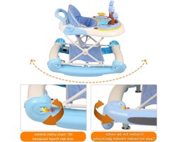 Baby Loopwagen - Peuter trainer - Eerste stapjes leren - 4-in-1 multifunctioneel - 67 x 72 x 92 cm - Hemelsblauw