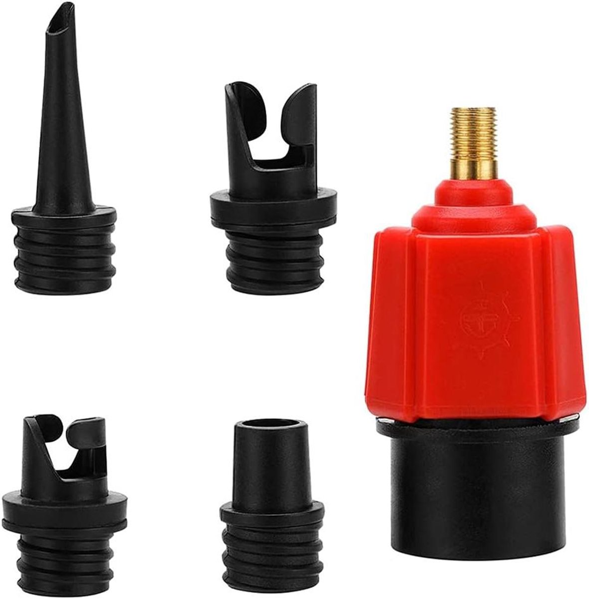 Opblaasventiel Adapter - Pomp Adapter - Lucht Toevoegen - 4 Verschillende Sproeiers - 163 x 92 cm - Rood