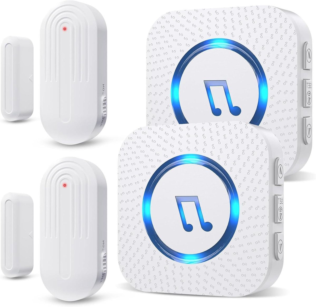 Draadloze Deur Sensor - Open Alarm - Huis Beveiligen - 55 Melodieën Instelbaar - 1000 Voet Bereik - Wit