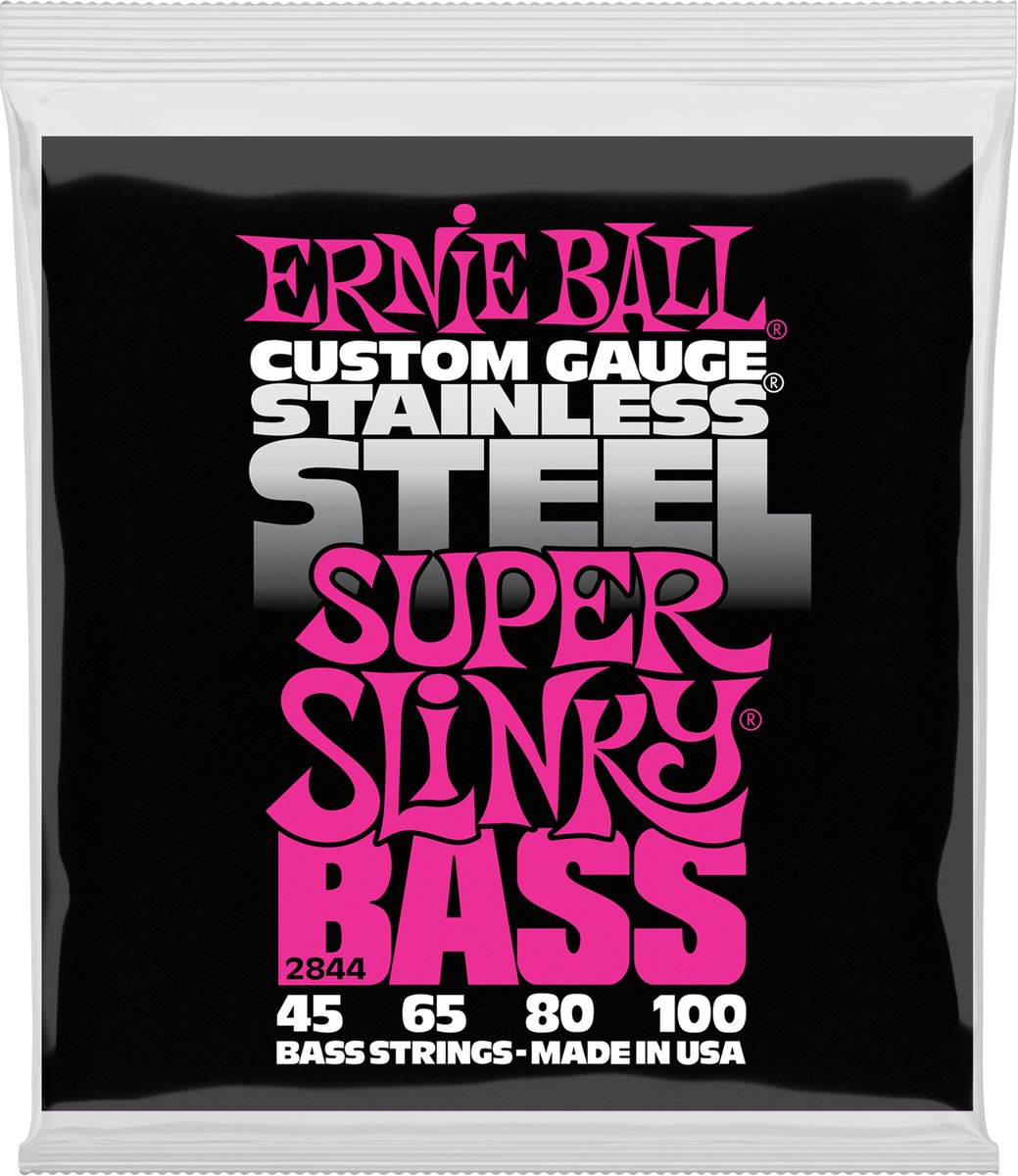 Ernie Ball Slinky Stainless Steel Bass - Basgitaarsnaren - Super Slinky - 45-100 - Basgitaar