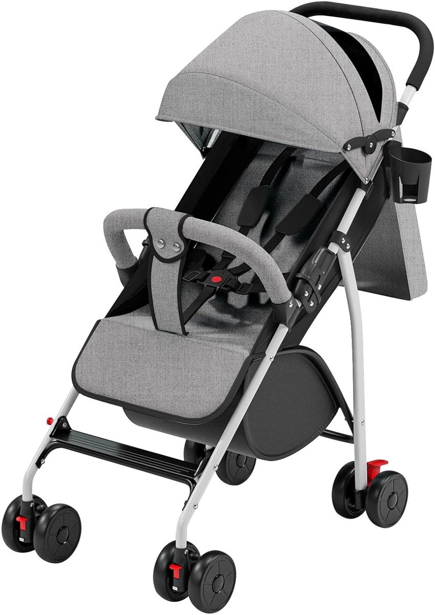 Kinderdriewieler 5-in-1 - Loopfiets met duwstang - Veilig op pad - 360 graden draaibare zitting - Tot 25 kg - Grijs