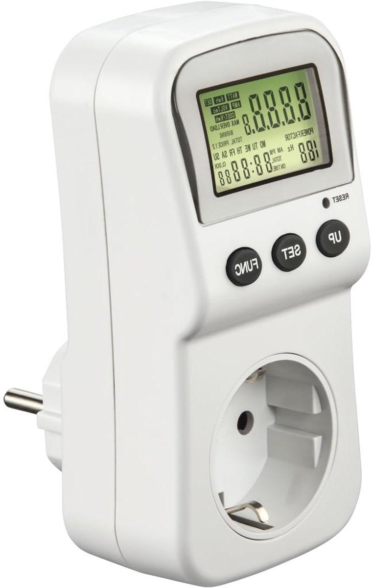 Energiekostenmeter - Stroommeter Stopcontact - Energieverbruik Meten - LCD Display - 1 Aantal - Wit