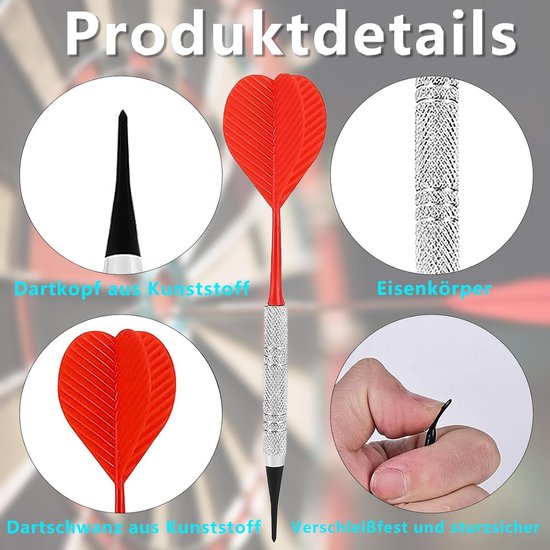 12 Stuks Soft Dartpijlen Set met 100 Reservepunten - Geschikt voor Elektronisch Dartbord — afbeelding 2