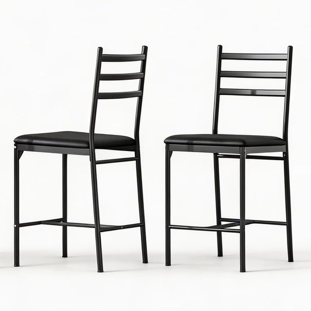 Happiq Set van 2 Barkrukken - Modern Gestoffeerd design - voor keukeneiland en restaurant - Donkerbruin PU Leer en Zwart Metaal - Goud