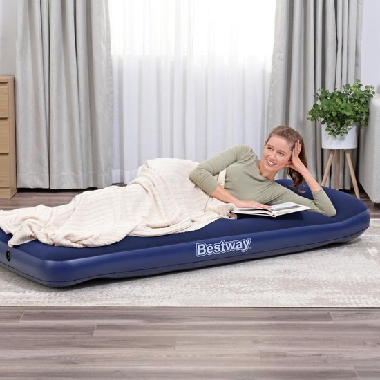 Luchtbed - Opblaasbaar Matras - Kamperen en Logeren - Compact en Draagbaar - 185 x 76 cm - Blauw — afbeelding 5