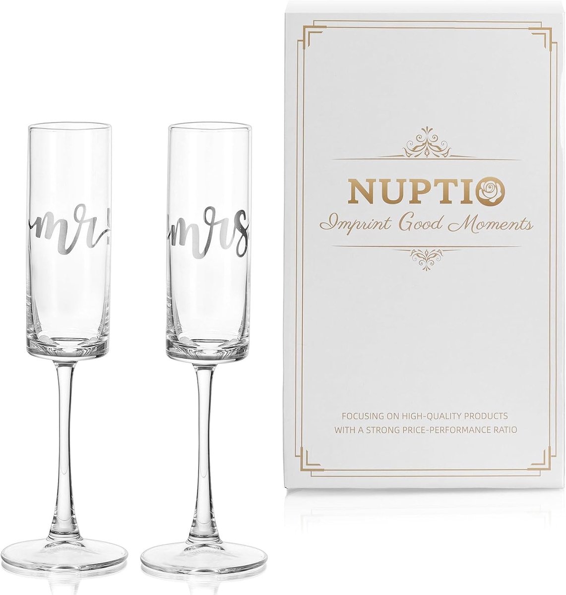 Set van 2 Gegraveerde Champagneglazen voor Bruid en Bruidegom - Perfect als Trouwen, Verloving of Verjaardag Geschenk