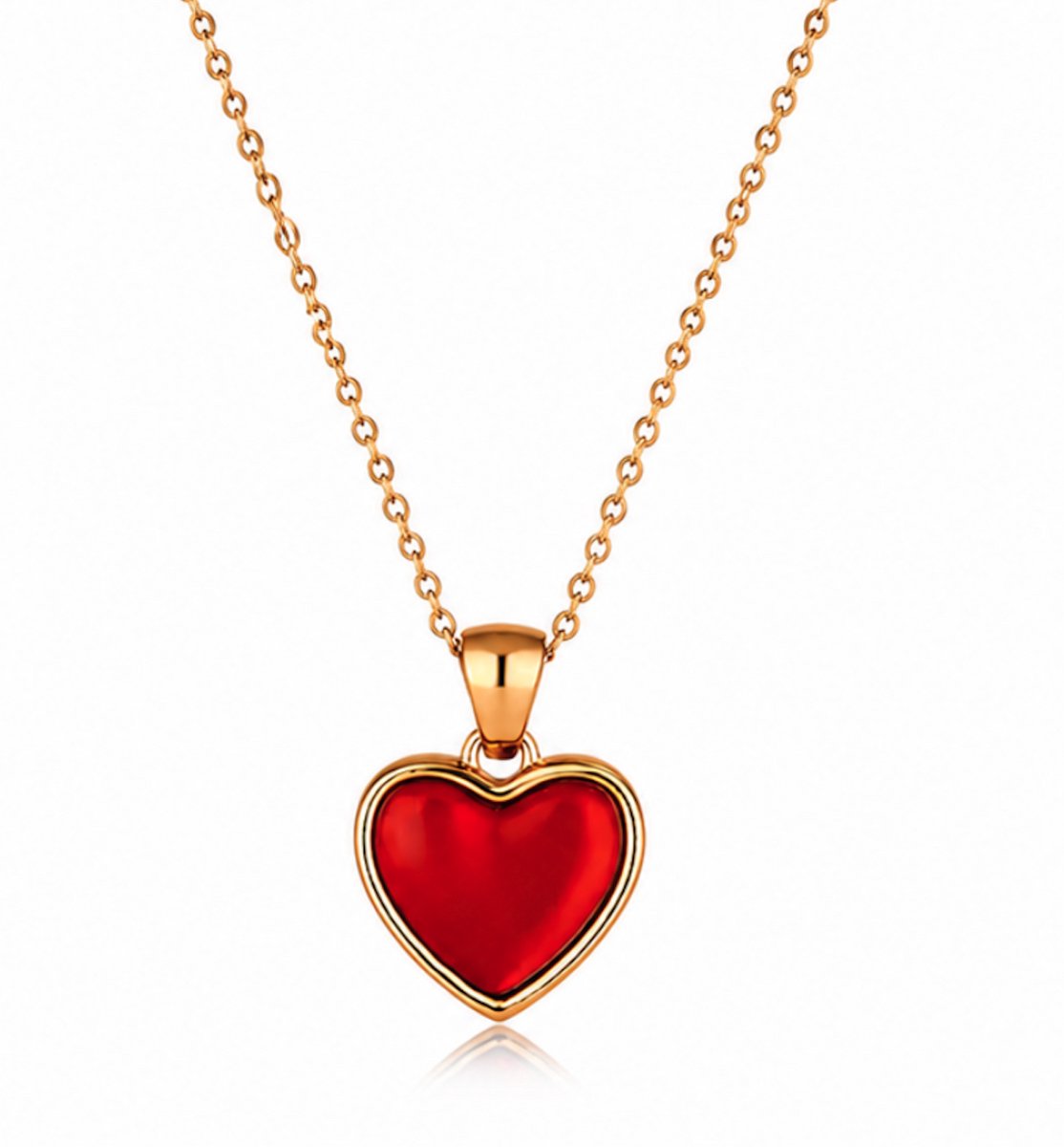 ketting met zwarte hartje - verguld - Stijlvolle ketting - Goudkleurig - Roestvrijstalen -Cadeau Voor Vrouwen- cadeau -Valentijn - Liefde - Verrassing