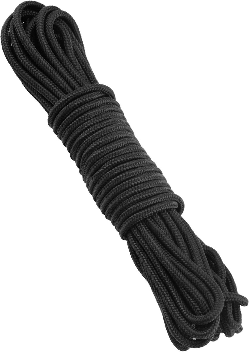 4mm nylon touw 15m zwart - Sterk en duurzaam touw voor klussen, kamperen en tuinieren